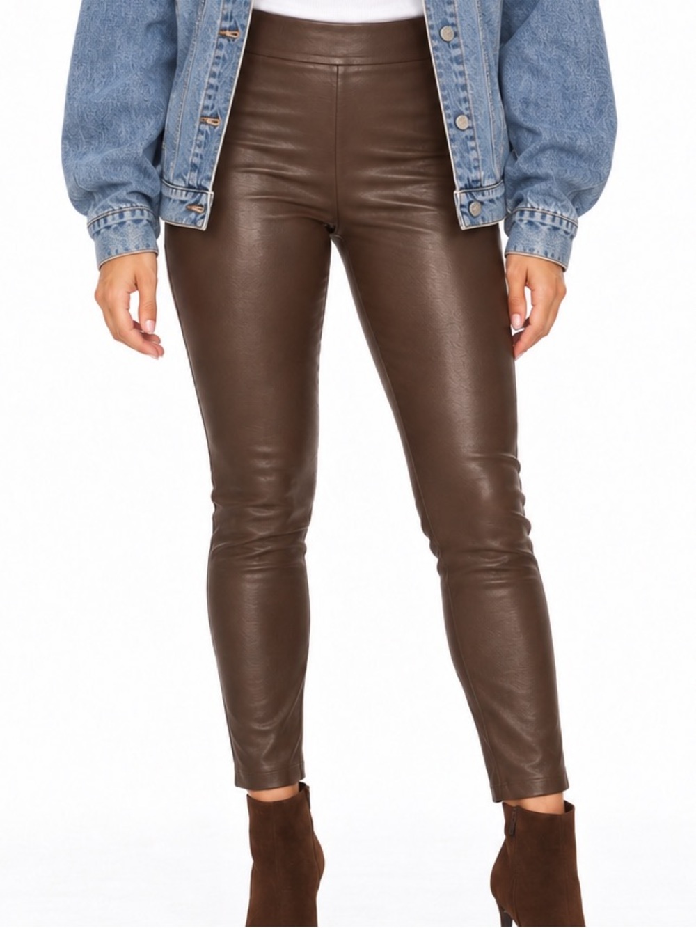 Laundry By Shelli Segal Brown High-Rise Faux Leather Leggings